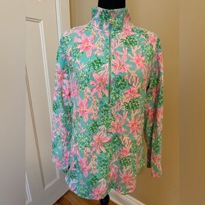 Lilly Pulitzer Skipper Popover UPF50+ Blue/Pink So Shellegant Pullover Size L
